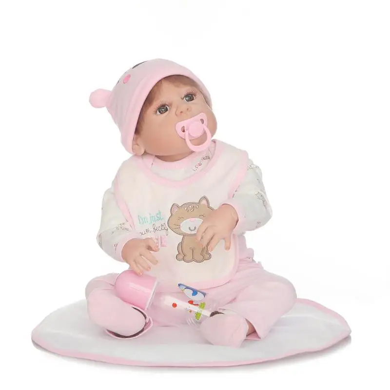 

55cm New Full Body Silicone Reborn Baby Doll Toys Newborn Girl Baby Doll Christmas Gift Birthday Gift Bathe Toy Girls Brinquedos