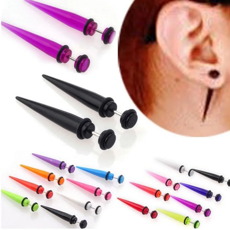 

2pcs UV Acrylic Illusion Ear Fake Cheater Stretcher Taper Spike Cheater Plug Tunnel Expander Earrings Gauges Body Jewelry