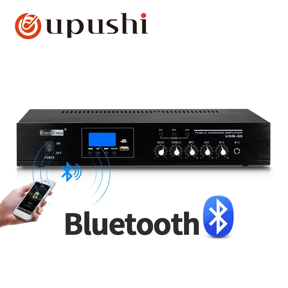 Усилитель звука oupushi 80 Вт bluetooth 3 зоны ПА 100 в плата цифрового усилителя мощности с