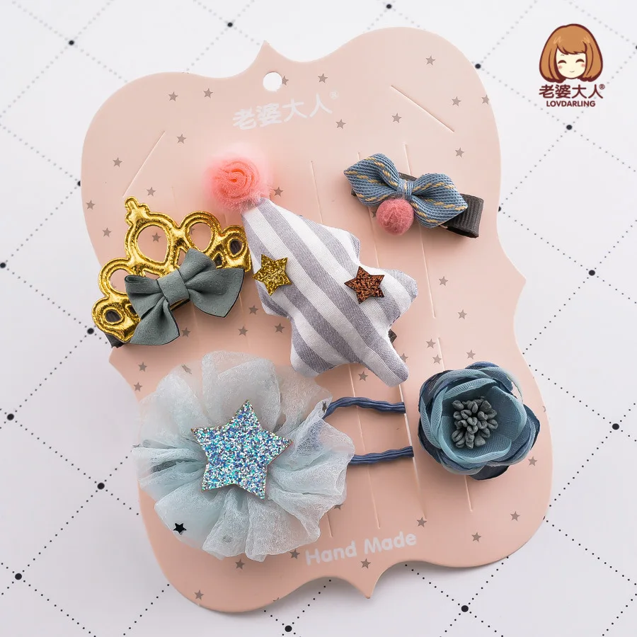 

Children Clothing Hair Accessories Card Christmas Tree Hair Clip Fabric Gorgeous Cartoon Set Hairpin Birthday Gift