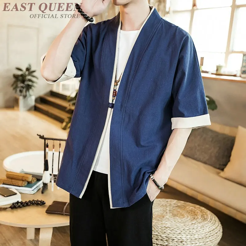 Traditional chinese clothing for men China clothing male chinese shirt blouse linen shirts men traditional chinese clothing KKK1 - Цвет: 3