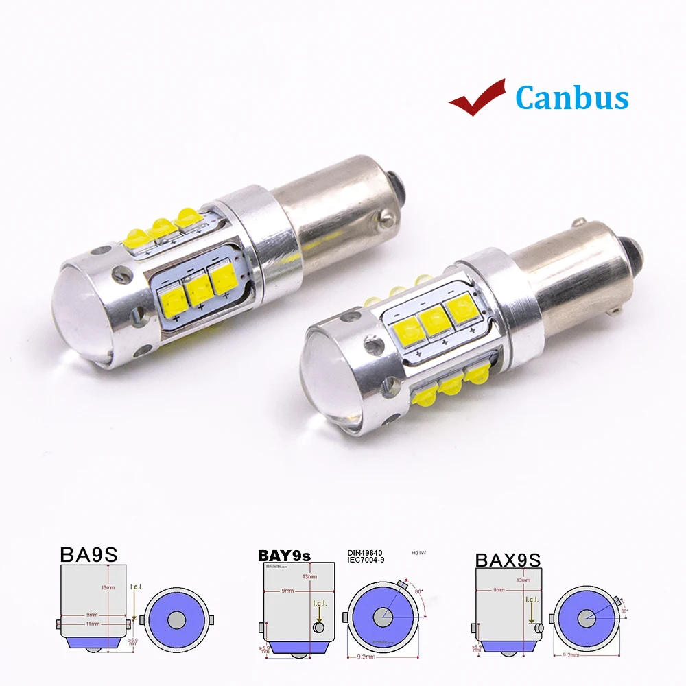 Светодиодные боковые поворотники BA9S BAX9S BYX9S canbus T4W H6W H21W 10 SMD без ошибок фонари