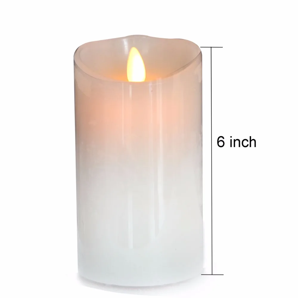 6inch USB Rechargeable Flickering LED Candle Flameless Wax Pillar