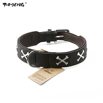 

T-MENG Luminous Collar For Dogs Adjustable PU Leather Durable Cross Style Night Glowing Dog Collar Light Pet Product Accessories