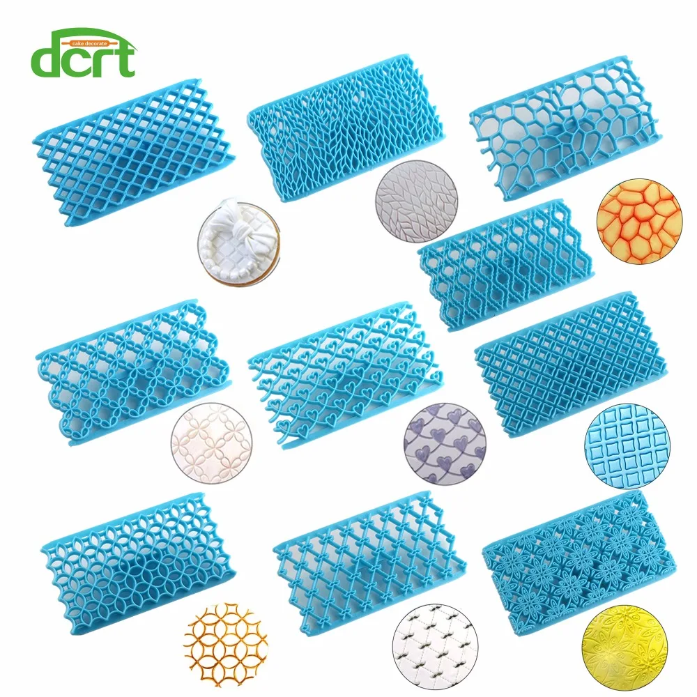 10 Pcs/Set Fondant Cake Embosser Mold Flower Cookie Cutters Biscuit Molds Icing Embossing Decorating Cutter Cake Tools