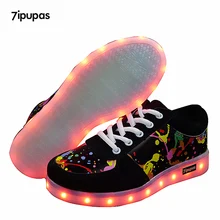 7ipupas 25-44; обувь с подсветкой и граффити; тапочки; светящиеся кроссовки; светильник на подошве; Basket Femme Basket; Детские теннисные туфли; Masculino Female