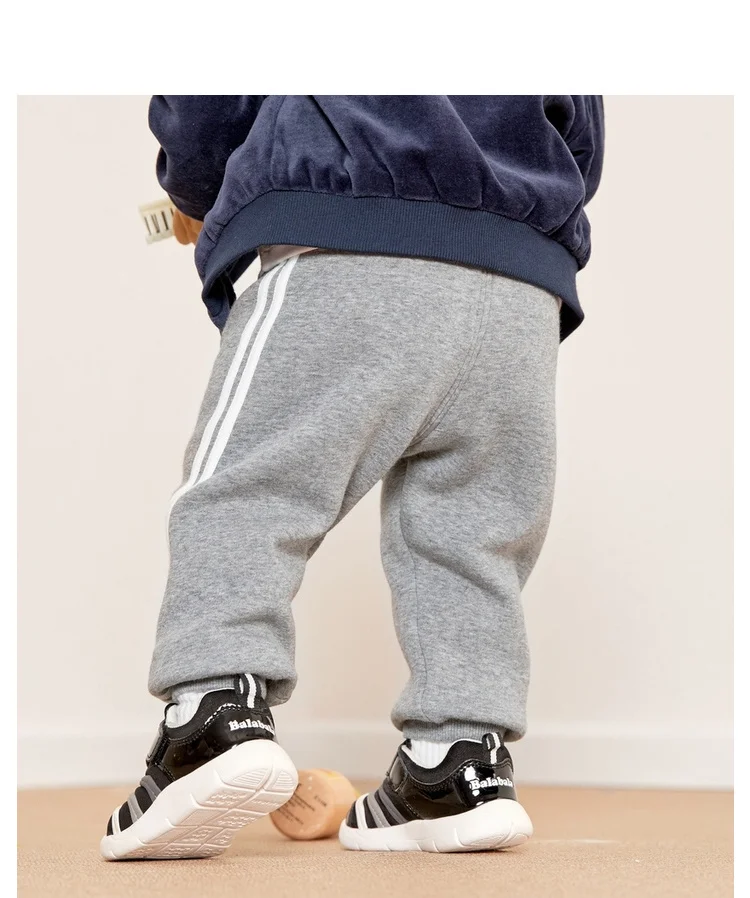 Balabala/спортивные штаны на флисовой подкладке для маленьких мальчиков и девочек; спортивные штаны в полоску для новорожденных; брюки с резинкой на подоле