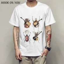 Новинка, мужская мода, насекомые группы, футболка с Beatles, Забавные футболки, хипстерские Популярные топы с круглым вырезом