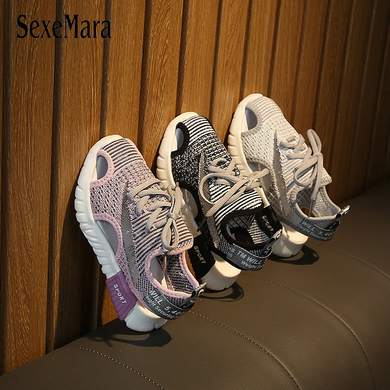 

2019 Summer Children's Knitted Fabric Sandals Woven Children Students Casual Sports Boys Girls Shoes Cut Outs Mesh Shoes C05111