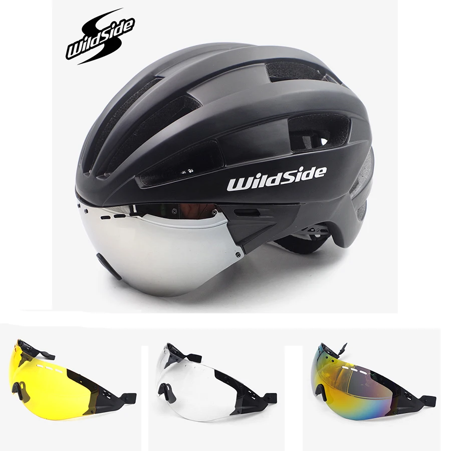 Wildside Bicycle Helmet Racing Time Trial Helmet With Goggles In mold
