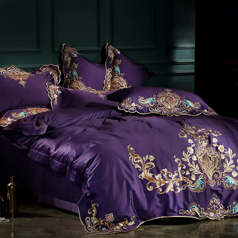 Комплект постельного белья PurpleLuxury из египетского хлопка с вышивкой королевский