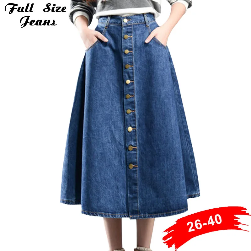 Plus Size Xxs To 7Xl Button Down Pleated Jeans Skirts