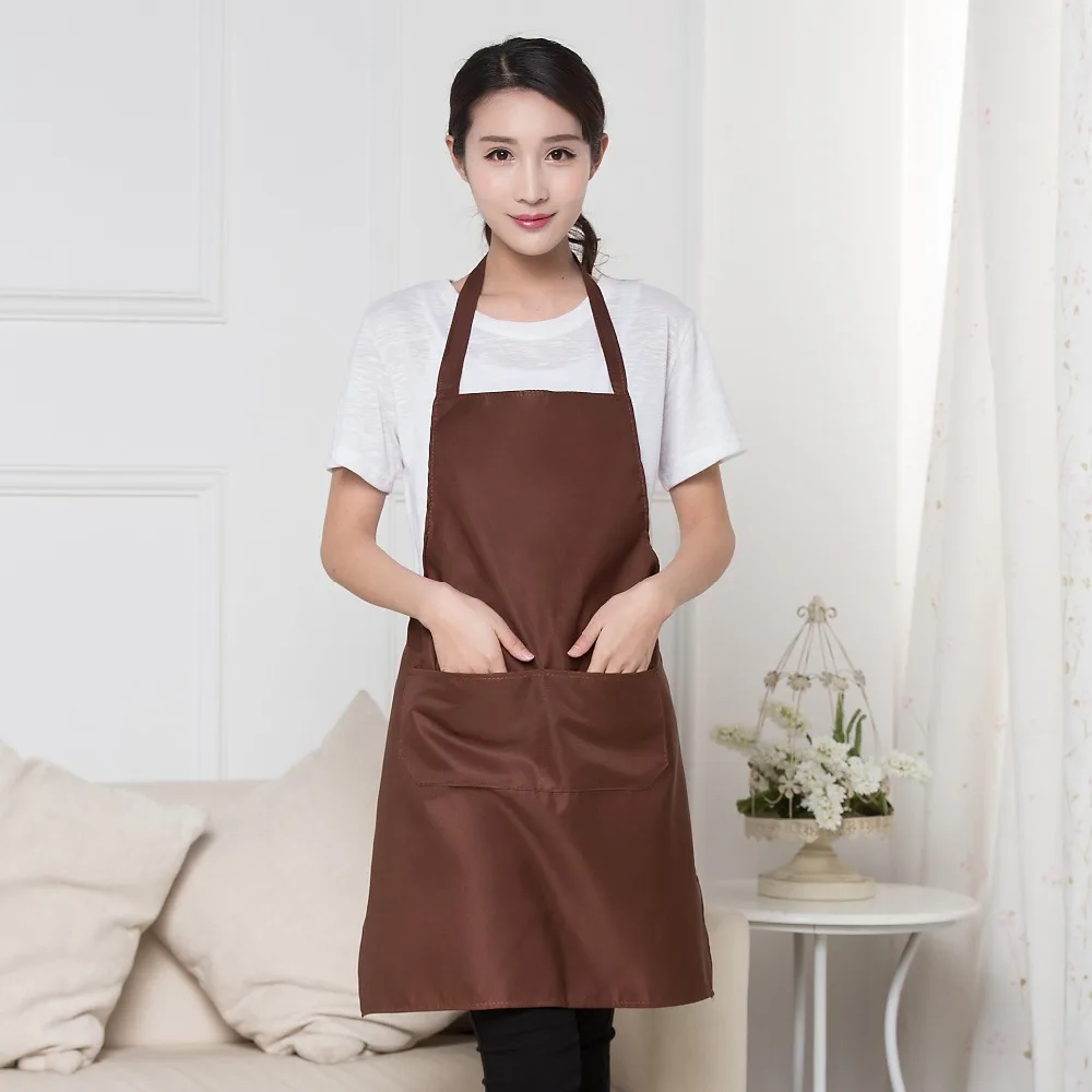 

Simple solid color High Quality 6 Colors Plain Apron+Pocket For Chefs Butcher Kitchen Fashion Apron With Pockets