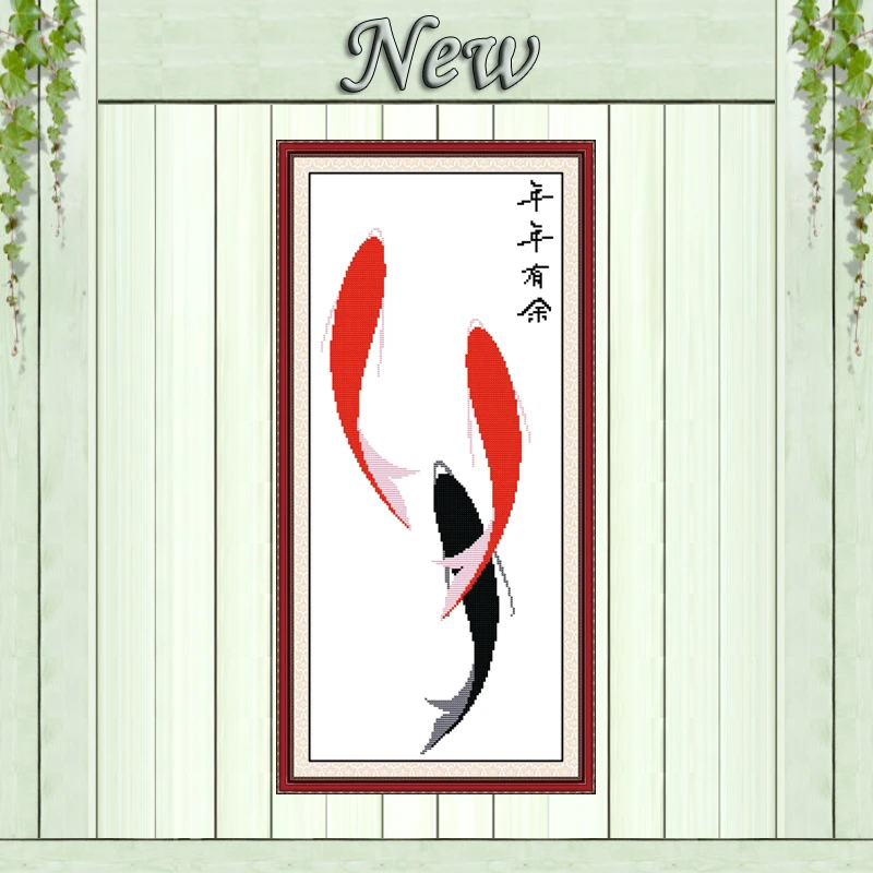 

Three fishes Surplus year after year painting counted print on canvas DMC 11CT 14CT Cross Stitch kits embroidery needlework Sets