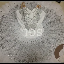 Белый Цвет серебряные украшения пачка для взрослых/ребенка/Обувь для девочек Балетные костюмы пачки Классическая Щелкунчик Балетные костюмы репетиция пачка at1031