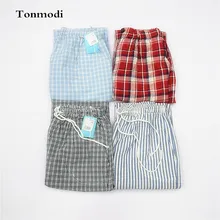 Женские пижамные штаны, хлопок, брюки в клетку, пузырьковая хлопковая ткань, длинные штаны, женские штаны для отдыха, брюки с высокой талией для женщин