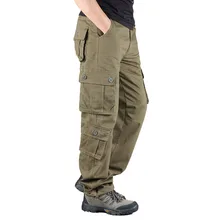 Мужские брюки-карго, повседневные хлопковые длинные брюки, мульти карманы, Военный стиль, тактические брюки, мужские камуфляжные хлопковые брюки