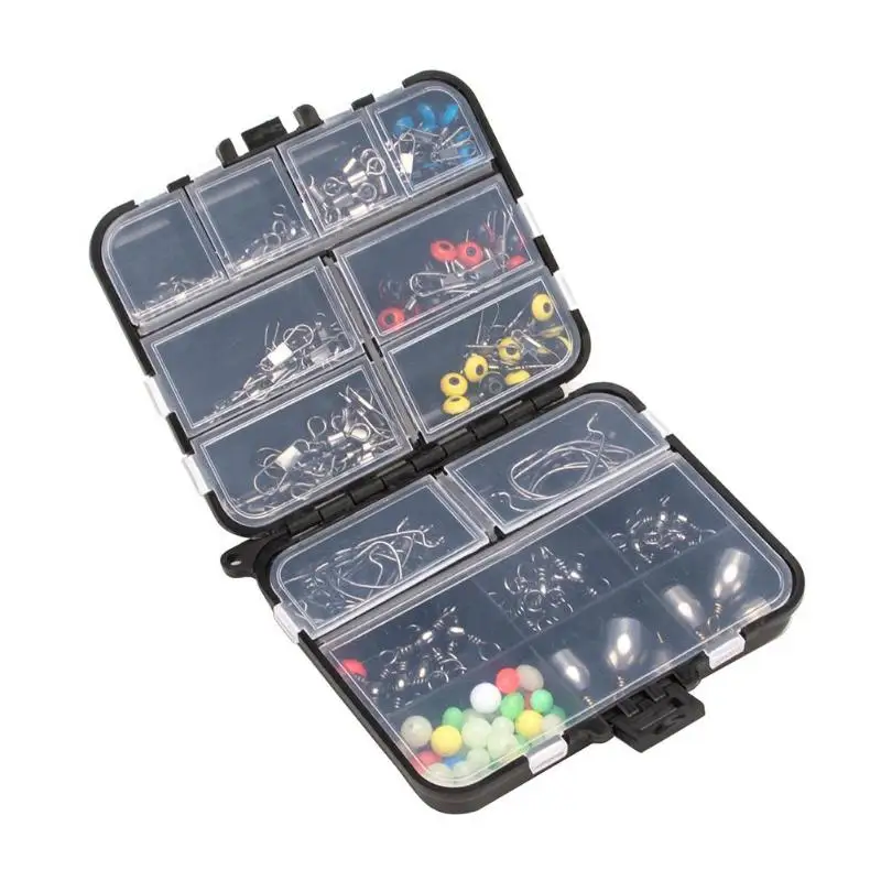 162pcs Fishing Accessories Kit Hooks Swivels Lead Fishing Sinker with