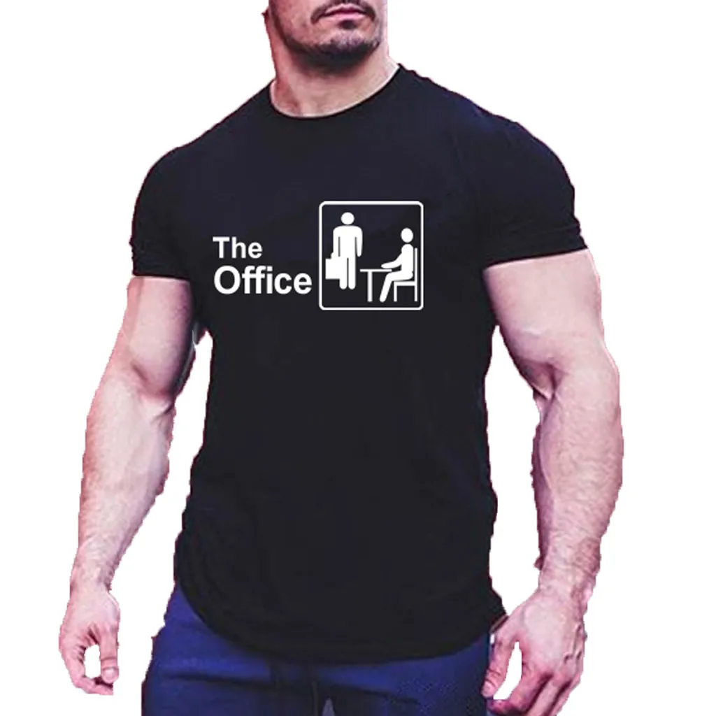 

JAYCOSIN Men's summer cartoon office printing round neck short sleeve comfortable T-shirt high quality cotton T-shirt clothing