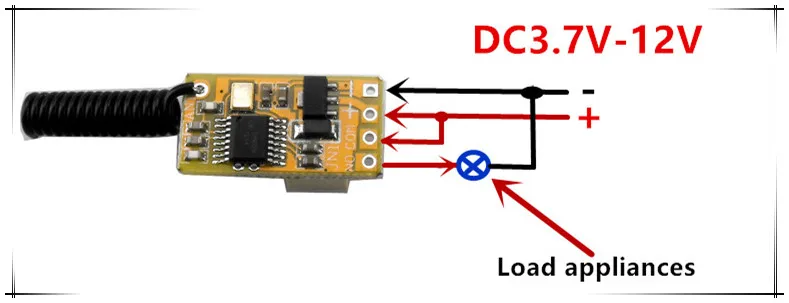 Бренд Anntem DC3.7V 4,5 V 5V 6V 7,4 V 9V 12V RF переключатель дистанционного управления реле 1CH мини беспроводной переключатель управления широкое рабочее напряжение