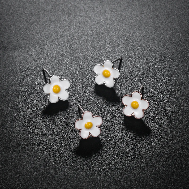 

WEIMANJINGDIAN New Arrival Enameled Egg Flower Stud Earring for Women in Gold / Silver Color Plated