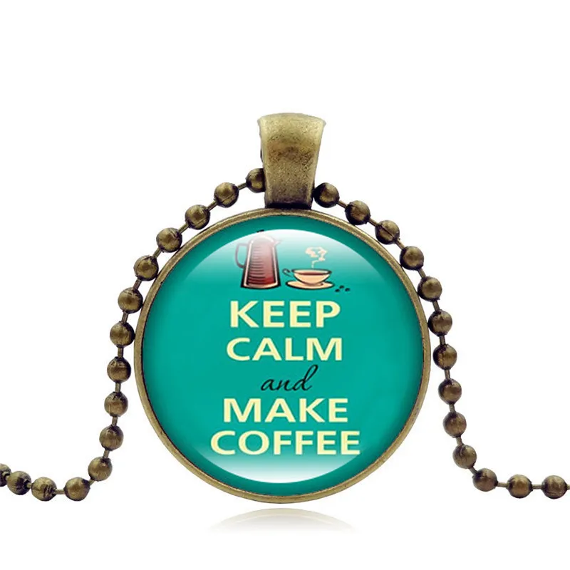 

Keep Calm and Make Coffee Time Gems Pendant Necklace