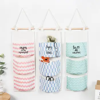 

5 Colors Multifunction Geometric rhombus 3 Pocket Wall Hanging Holder Storage Bag Rack makeup Cosmetic organizer storage basket