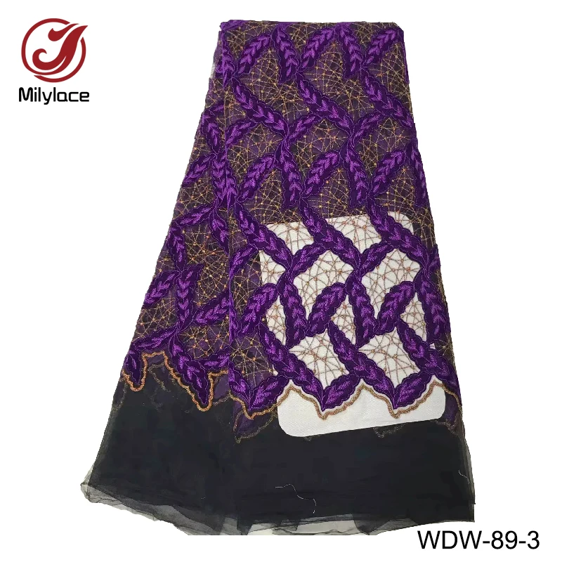 

Hot sale french lace fabric purple tulle lace fabric 5 yards per lot dubai lace 2018 high quality net lace WDW-89