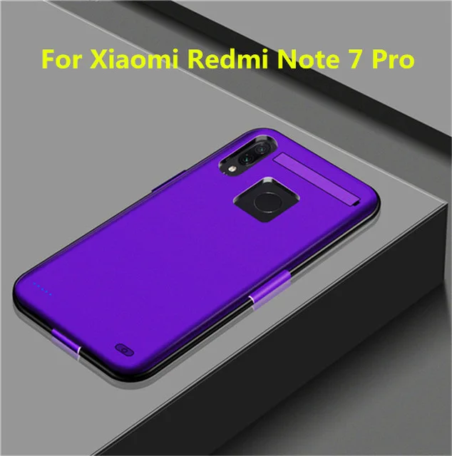 Для Xiaomi Redmi Note 7 Удлинение Банк питания зарядное устройство крышка для Xiaomi Redmi Note 7 Pro внешний блок питания зарядный чехол - Цвет: Purple For Note 7Pro