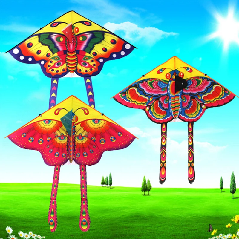 

1pcs Colorful Outdoor Sports Butterfly Flying Kite with Winder Board String Children Kids Toy Game 90*50CM