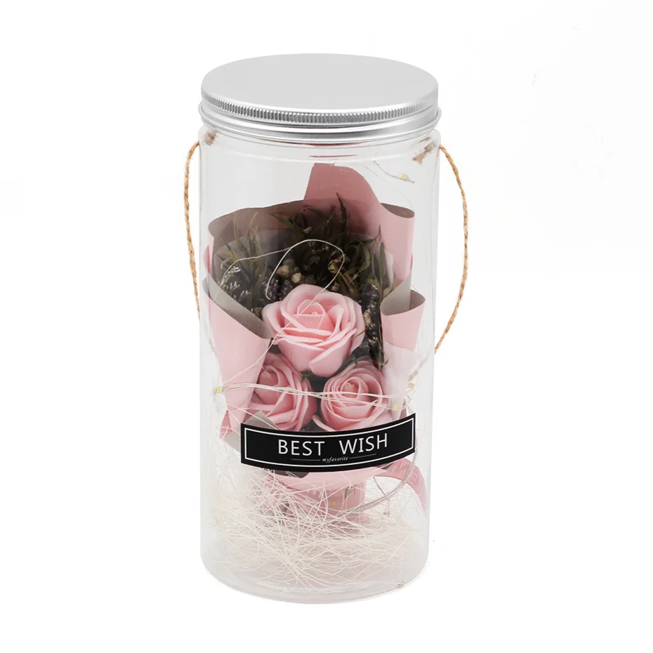 Led мыло роза поддельные цветы ароматерапия пластиковые бутылки свадебные искусственные цветы День Святого Валентина День матери подарок на День учителя