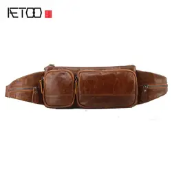 Aetoo новые кожаные карманы Мужчины Многофункциональный кожаная мужская сумка диагональный крест кожа Талия пакеты моды для мужчин талии