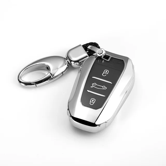 E-silver-01 Мягкий чехол для ключей из ТПУ для peugeot 3008 4008 5008 Citroen C4 C4L C6 C3-XR аксессуары брелок умный пульт дистанционного ключа - Название цвета: E-silver-01