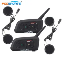 Fodsports 2 шт./лот мотоциклетный шлем гарнитура 6 гонщиков max 1200M Закрытый Шлем переговорные гарнитуры Bluetooth гарантии