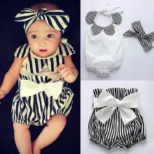 Newborn Baby Girl Bodysuit Romper Tops+Striped Shorts Bottoms Outfits Sunsuit UK
