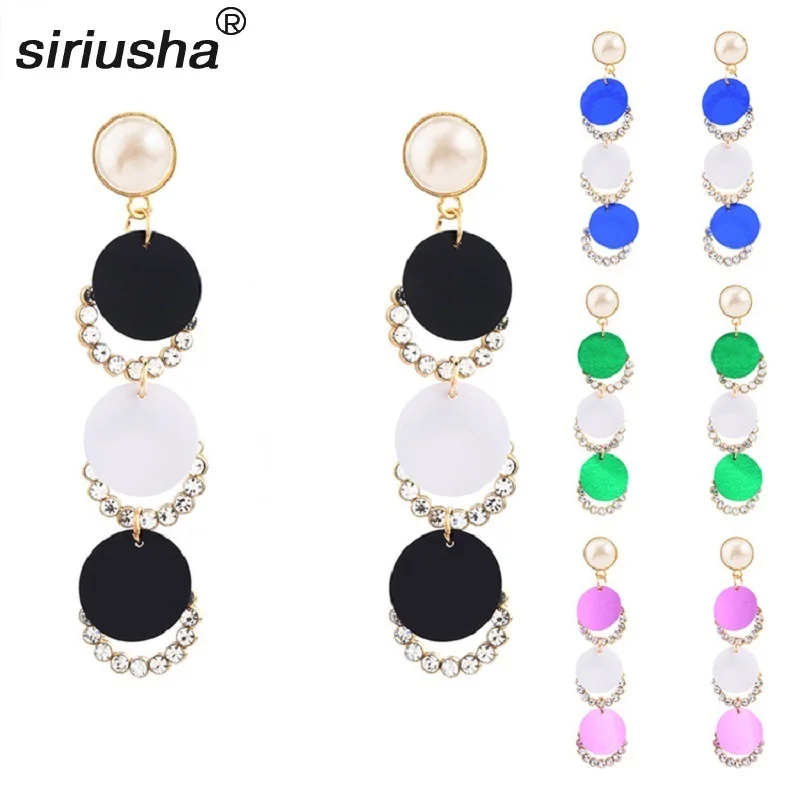 

Sequins Tassels Earrings Women's Long Pendant Earrings Inlaid Pearl Europe and America Exaggerated Jewelry New Wholesale S161