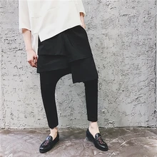 27-44! мужские модные весенние повседневные штаны Свободные шаровары большие размеры подростковые anter Лоскутные 9 длиной до щиколотки брюки