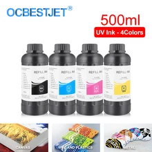 500 мл 4 цвета/набор Светодиодный УФ-чернил для DX4 DX5 DX6 DX7 печатающая головка для Epson 1390 R1800 R1900 4800 4880 7880 9880 UV принтер(BK C M Y
