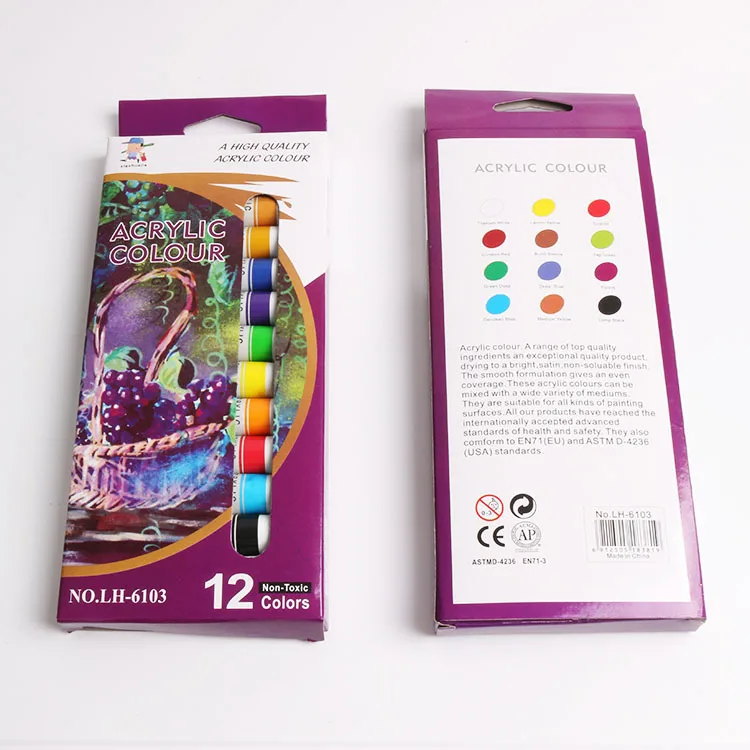 Водонепроницаемый 12 цветов 12 мл/тюбик акриловой краски набор цветной лак для ногтей краски для рисования ткани инструменты для детей DIY