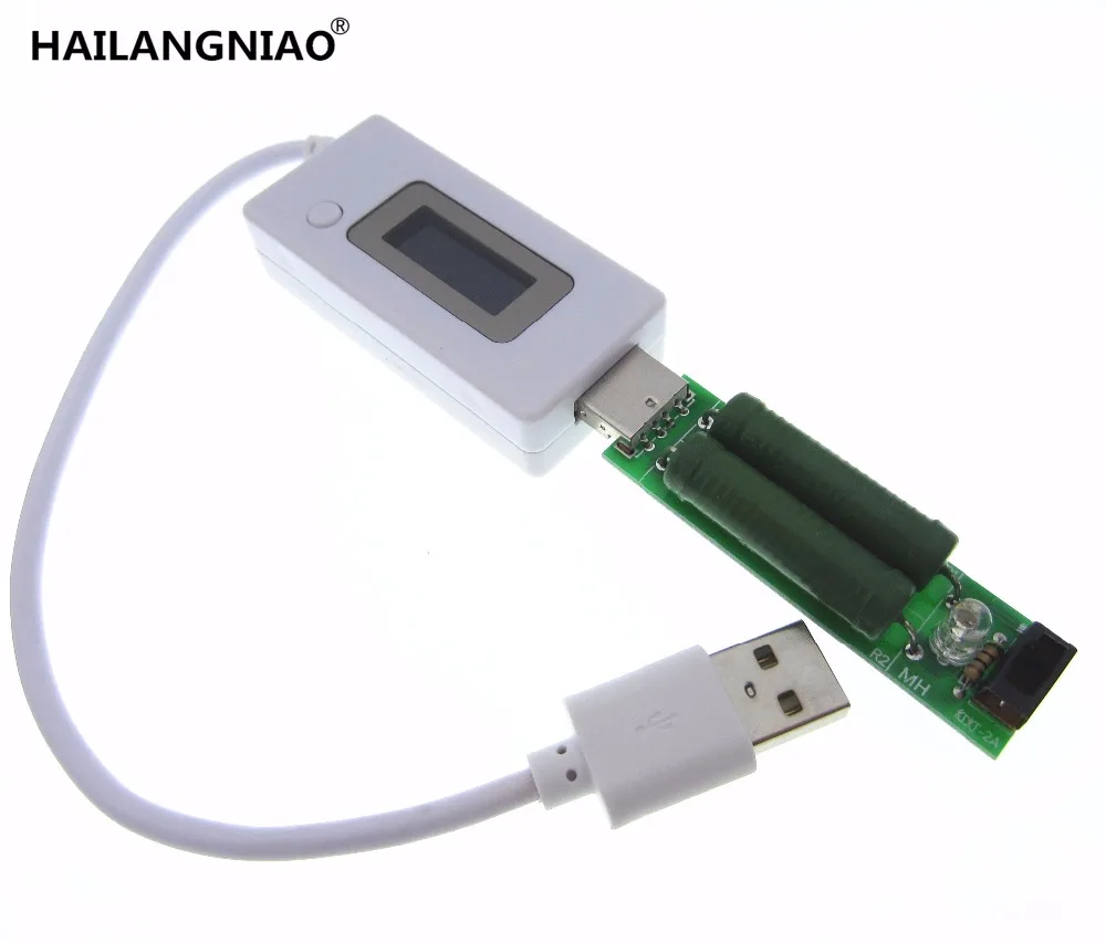 ЖК-дисплей Micro USB зарядное устройство для батарей ёмкость Напряжение Ток Тестер Метр Детектор+ USB мини разрядный нагрузочный резистор 2A/1A с переключателем