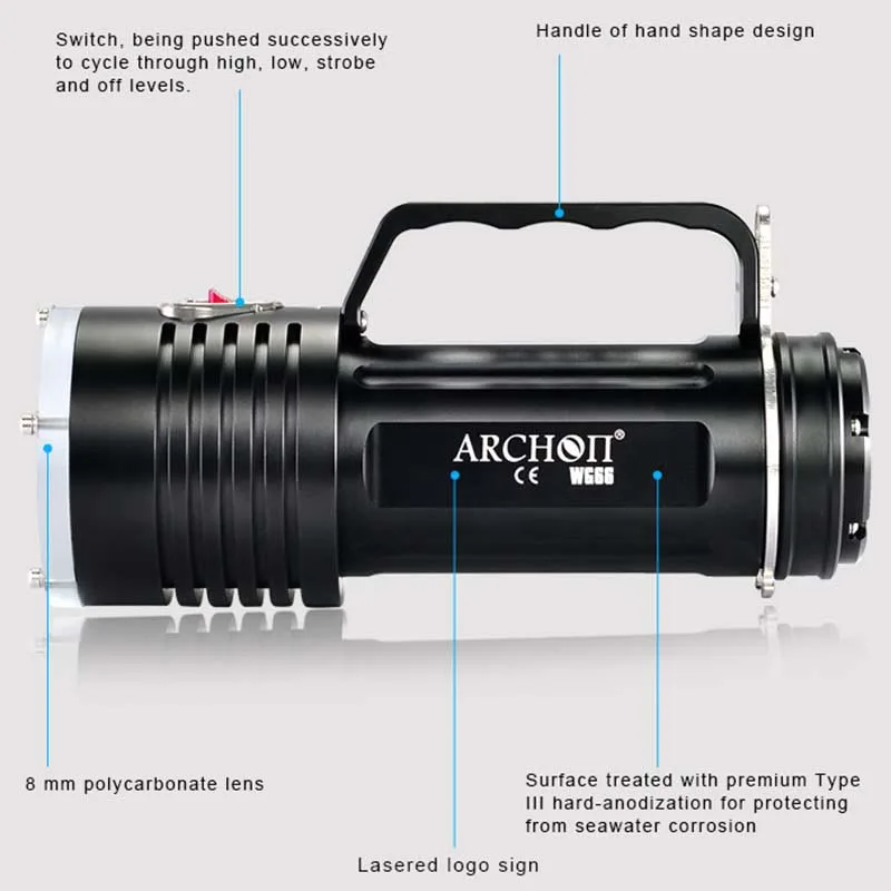 Погружение ручка фонарика подводный дайвинг светильник* XM-L2 U2 светодиодный профессиональный фонарь 5000 лм 18650 литий-ионный аккумулятор* 6 встроенный