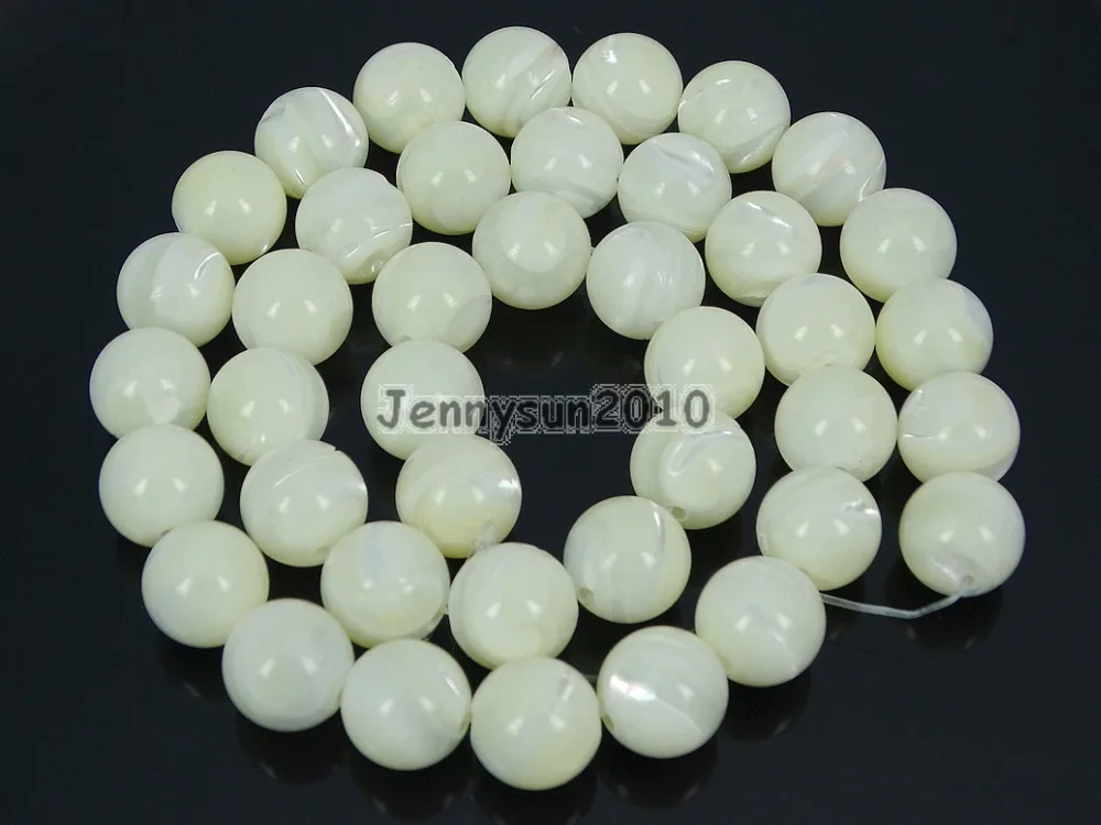 

Natural White Mother Of Pearl MOP Stones 10mm Smooth Roundr Loose Beads 15'' Strand for Jewelry Making Crafts 5 Strands/Pack