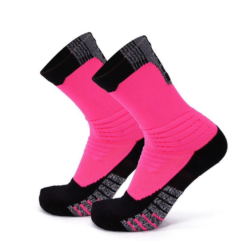 Мужские спортивные носки, толстые махровые носки для тенниса с буквенным принтом, носки до середины икры, защищающие лодыжки, спортивные носки для велоспорта, европейские размеры 39-45
