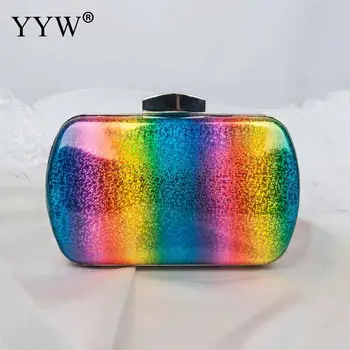 Fashion Rainbow Box Evening Bag Women Designer Elegant Bag Party Wedding Clutch Purse Female handbag Jelly Chain Shoulder Bags women s elegant day clutch in baroco style beautiful handbag with detachable chain messenger bag