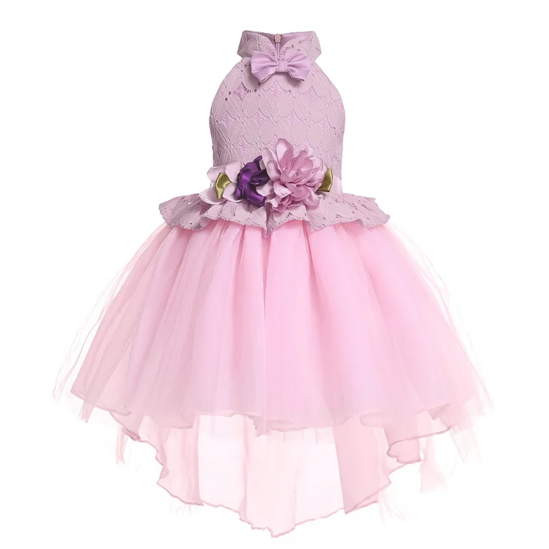 Шелковое платье принцессы с вышивкой для маленьких девочек; вечерние свадебные платья для маленьких девочек; модная детская Рождественская одежда - Цвет: as pictures