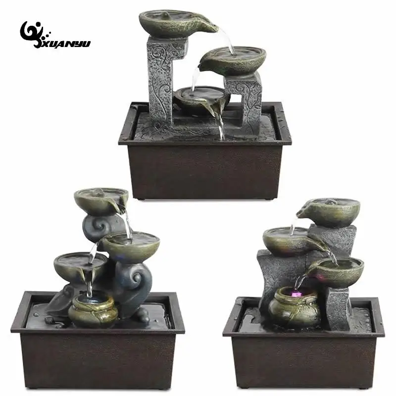  Synthetic Resin Miniature Fountain Creative Watering Home Decor Living Room Office Desk Ornaments H