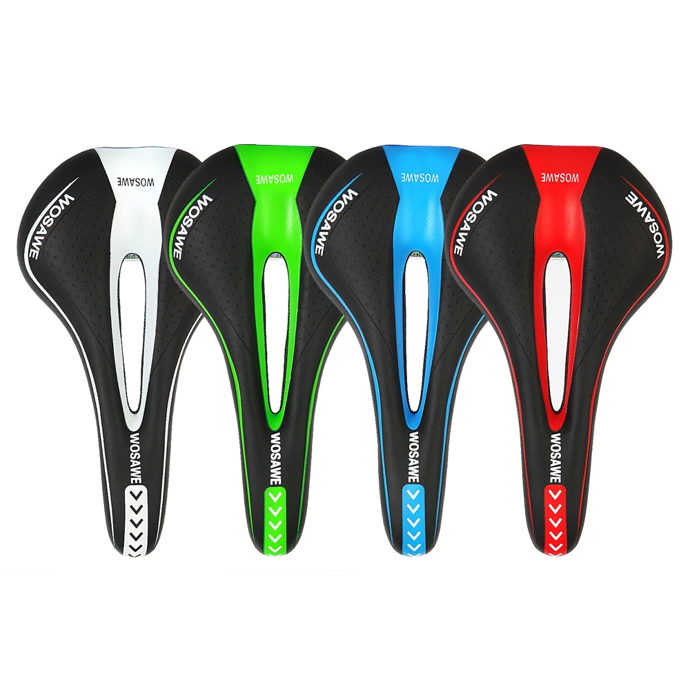 Mountain Bike Road Bicycle Racing Hollow Seat Saddle Cycling Leather Cushion