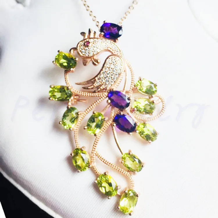 

Peridot brooch pins or pendant Natural real peridot amethyst 925 sterling silver 0.5ct*11pcs,0.45ct*3pcs gemstone #T18060702