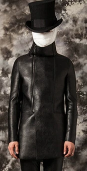 Новинка! Зимняя одежда мужская длинная на молнии персональная Панк Черная куртка кожаный воротник M L XL XXL - Цвет: Черный