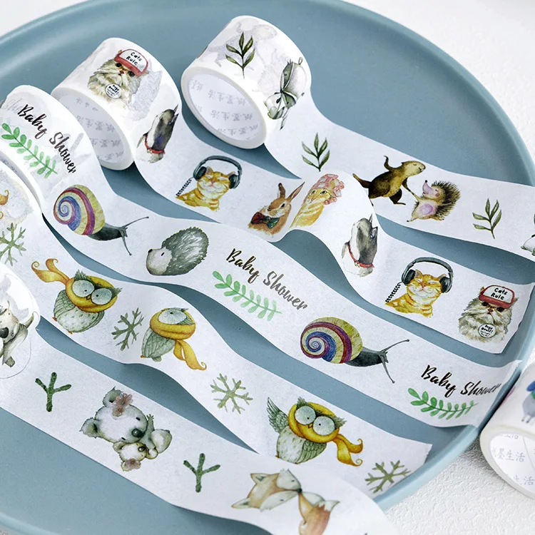 

30mm Kawaii Animal series Hedgehog Owl Rabbit Elephant Decoration Washi Tape DIY Planner Diary Scrapbooking Masking Tape Escolar
